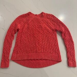 LOFT Coral Textured Knit Sweater Long Sleeve Crew Neck Women's Size M